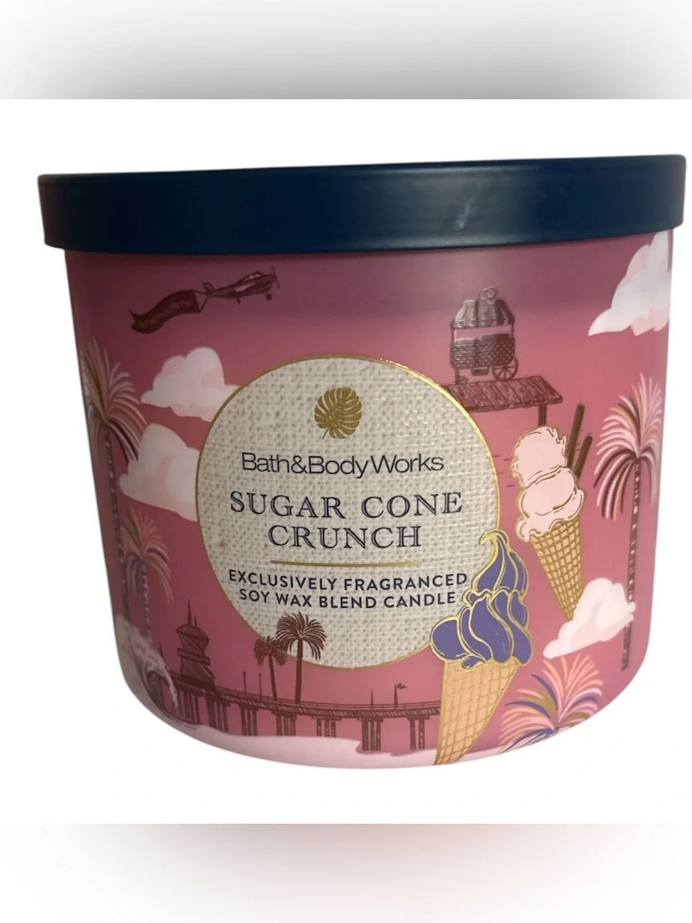Bath & Body Works Sugar Cone Crunch Soy Wax Jar Candle 14.5 oz 3 wick NWT